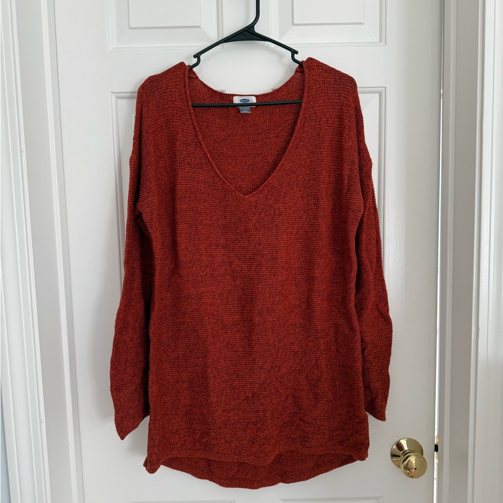 Old Navy Orange & Red V-Neck Sweater